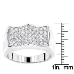 Unique Men's Diamond Ring By Luxurman 1.1ct 14K White Gold -Outlet Bijou Lush Store unique mens diamond ring by luxurman 11ct 14k gold rulerwh