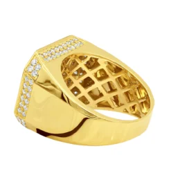 Unique Men's Diamond Ring 14K Yellow Gold 2.65 Ct Yellow & White Diamonds -Outlet Bijou Lush Store unique mens diamond ring in 14k gold 265 ct yellow white diamonds 000821 backye