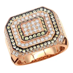 Unique Men's Diamond Ring 14K Yellow Gold 2.65 Ct Yellow & White Diamonds -Outlet Bijou Lush Store unique mens diamond ring in 14k gold 265 ct yellow white diamonds 000821 ro