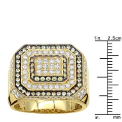 Unique Men's Diamond Ring 14K Yellow Gold 2.65 Ct Yellow & White Diamonds -Outlet Bijou Lush Store unique mens diamond ring in 14k gold 265 ct yellow white diamonds 000821 rulerye