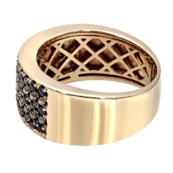 10K Rose Gold Blue Sapphire & Brown Diamond Wedding Band For Men 12 10K Rose Gold Blue Sapphire & Brown Diamond Wedding Band For Men -Outlet Bijou Lush Store unique rings 10k gold blue sapphire brown diamond wedding band for men backro