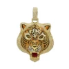 Unique 10K Yellow Gold Men's Custom Enamel & Diamond Tiger Pendant 1.75CT -Outlet Bijou Lush Store unique solid 10k gold tiger pendant diamonds enamel 175ct mens custom jewelry 407123 main