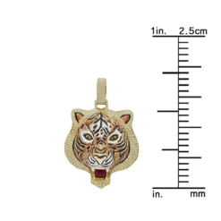 Unique 10K Yellow Gold Men's Custom Enamel & Diamond Tiger Pendant 1.75CT -Outlet Bijou Lush Store unique solid 10k gold tiger pendant diamonds enamel 175ct mens custom jewelry 407123 ruler