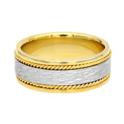 Unique Solid Two Tone Solid 14K Yellow Gold Men's Braided Wedding Band Comfort Fit Design -Outlet Bijou Lush Store unique solid two tone 14k gold mens braided wedding band comfort fit design 002000 backye