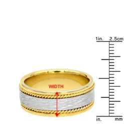 Unique Solid Two Tone Solid 14K Yellow Gold Men's Braided Wedding Band Comfort Fit Design -Outlet Bijou Lush Store unique solid two tone 14k gold mens braided wedding band comfort fit design 002000 rulerye
