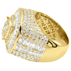 Unique Luxurman 7 Carat Statement Men's Diamond Pinky Ring 14K White Gold -Outlet Bijou Lush Store unique statement mens diamond pinky ring in 14k gold by luxurman 7 carats 803255 back yellow