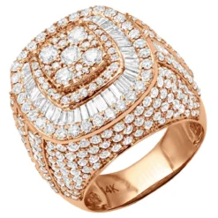 Unique Luxurman 7 Carat Statement Men's Diamond Pinky Ring 14K White Gold -Outlet Bijou Lush Store unique statement mens diamond pinky ring in 14k gold by luxurman 7 carats 803255 rose