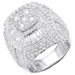 Unique Luxurman 7 Carat Statement Men's Diamond Pinky Ring 14K White Gold