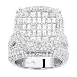 Unique Statement Men's Diamond Ring 12 Carat 14K Yellow Gold VS Baguette Diamonds -Outlet Bijou Lush Store unique statement mens diamond ring 12 carat 14k gold vs baguette diamonds white