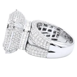 Unique Statement Men's Diamond Ring 12 Carat 14K Yellow Gold VS Baguette Diamonds -Outlet Bijou Lush Store unique statement mens diamond ring 12 carat 14k gold vs baguette diamonds back white