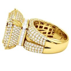 Unique Statement Men's Diamond Ring 12 Carat 14K Yellow Gold VS Baguette Diamonds -Outlet Bijou Lush Store unique statement mens diamond ring 12 carat 14k gold vs baguette diamonds back yellow