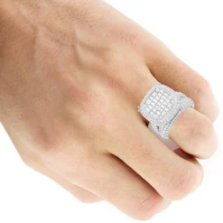 Unique Statement Men's Diamond Ring 12 Carat 14K Yellow Gold VS Baguette Diamonds -Outlet Bijou Lush Store unique statement mens diamond ring 12 carat 14k gold vs baguette diamonds body white