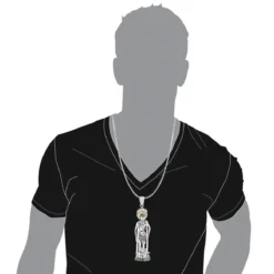 Unique Sterling Silver Saint Lazarus On Crutches With Dogs Statue Pendant -Outlet Bijou Lush Store unique sterling silver saint lazarus on crutches with dogs statue pendant bodwh