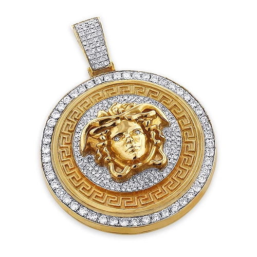 Unique Versace Style Diamond Pendant 6ct 10K Rose Gold Medusa Head 3 Unique Versace Style Diamond Pendant 6ct 10K Rose Gold Medusa Head