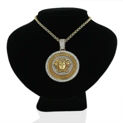 Unique Versace Style Diamond Pendant 6ct 10K Rose Gold Medusa Head 5 Unique Versace Style Diamond Pendant 6ct 10K Rose Gold Medusa Head -Outlet Bijou Lush Store unique versace style diamond pendant 6ct 10k gold medusa head 3