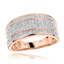 Unique Wedding Bands 10K Yellow Gold 5 Row Diamond Ring For Men -Outlet Bijou Lush Store unique wedding bands 10k gold 5 row diamond ring for men ro