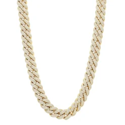 Heavy 14K Yellow Gold VS Diamond Cuban Link Chain Necklace For Men 43ct 16mm Wide