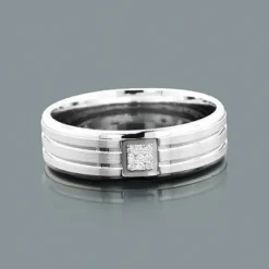 14K Rose Gold 0.05ct Round Diamond Wedding Band For Men