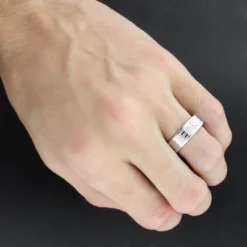 14K Rose Gold 0.05ct Round Diamond Wedding Band For Men -Outlet Bijou Lush Store wedding rings for men round diamond band 005ct 14k gold 3