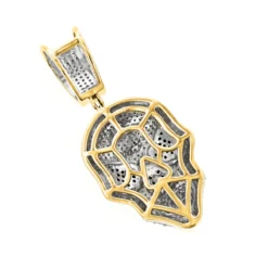 White And Black Diamond Iced Out Skull Pendant 10K Yellow Gold 0.83ct -Outlet Bijou Lush Store white and black diamond iced out skull pendant in 10k gold 083ct backye