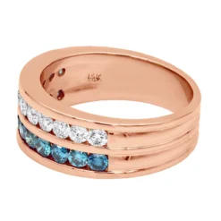 1.32ct White And Blue Diamond 14K White Gold Wedding Band -Outlet Bijou Lush Store white and blue diamond wedding band 132ct 14k gold unique rings backro 20210228