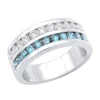 1.32ct White And Blue Diamond 14K White Gold Wedding Band -Outlet Bijou Lush Store white and blue diamond wedding band 132ct 14k gold unique rings wh 20210228