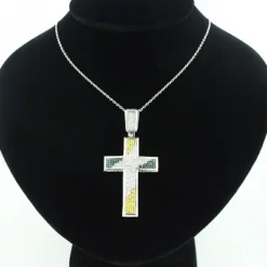 White Blue Yellow Diamond Cross Pendant 0.80ct Sterling Silver -Outlet Bijou Lush Store white blue yellow diamond cross pendant 080ct sterling silver p 48218bod