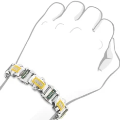 White Blue Yellow Diamond Men's Bracelet 2.75 Ct Silver -Outlet Bijou Lush Store white blue yellow diamond mens bracelet 275 ct silver 3