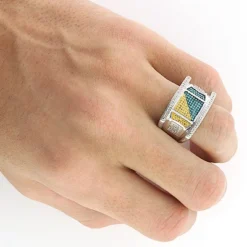 White Blue Yellow Diamond Ring For Men 0.60ct Sterling Silver -Outlet Bijou Lush Store white blue yellow diamond ring for men 060ct sterling silver 3