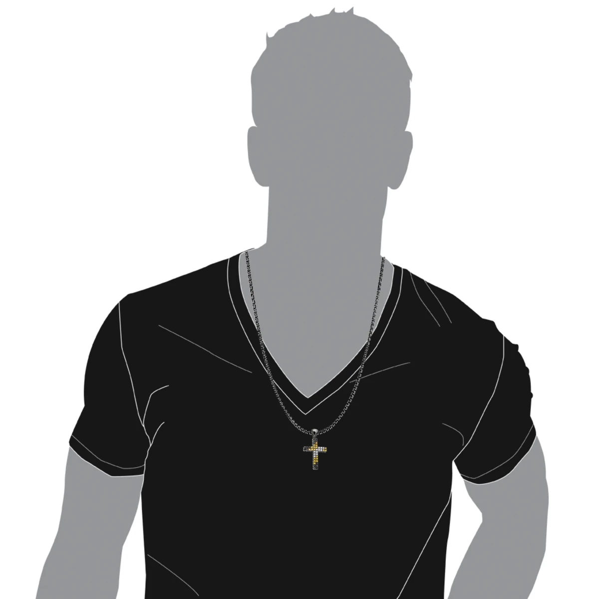 White Yellow Black Diamond Cross Pendant 1.45ct 10K Black Plated Gold 5 White Yellow Black Diamond Cross Pendant 1.45ct 10K Black Plated Gold - Image 3