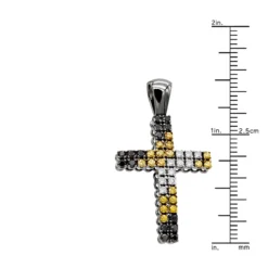 White Yellow Black Diamond Cross Pendant 1.45ct 10K Black Plated Gold 9 White Yellow Black Diamond Cross Pendant 1.45ct 10K Black Plated Gold -Outlet Bijou Lush Store white yellow black diamond cross pendant 145ct 10k p 42700 ruler