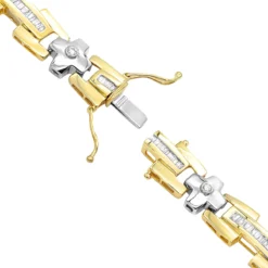 14K Yellow Gold Diamond Men's Bracelet 1.95ct -Outlet Bijou Lush Store white yellow gold diamond mens bracelet 195ct backye