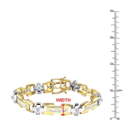 14K Yellow Gold Diamond Men's Bracelet 1.95ct -Outlet Bijou Lush Store white yellow gold diamond mens bracelet 195ct rulerye