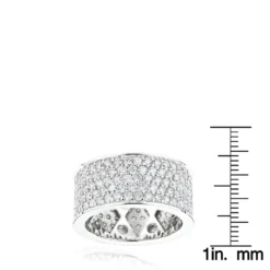 12mm Wide 14K White Gold Round Diamond Eternity Ring For Men & Women 6 Carats -Outlet Bijou Lush Store wide 14k round diamond eternity ring 600ct p 22594 rulerwh