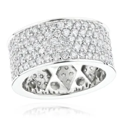 12mm Wide 14K White Gold Round Diamond Eternity Ring For Men & Women 6 Carats