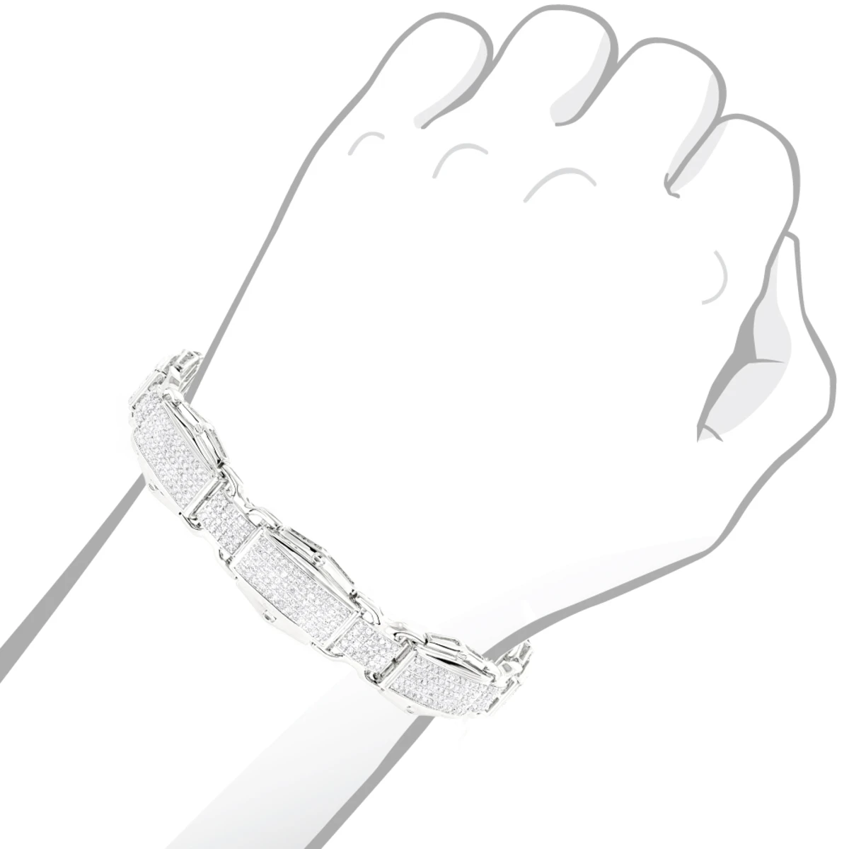 10K White Gold Diamond Bracelet For Men 3.48ct 7 10K White Gold Diamond Bracelet For Men 3.48ct - Image 5