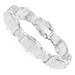 10K White Gold Diamond Bracelet For Men 3.48ct