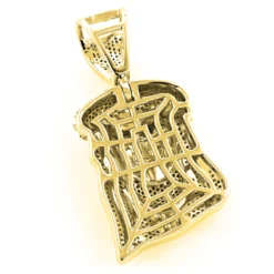 Yellow Gold Plated Diamond Jesus Head Pendant In Sterling Silver 1ct -Outlet Bijou Lush Store yellow gold plated diamond jesus head pendant in sterling silver 1ct back