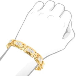Yellow Gold Plated Silver Diamond Bracelet For Men 0.50ct -Outlet Bijou Lush Store yellow gold plated silver diamond bracelet for men 090ct p 49377bod