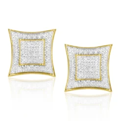 Yellow Gold Plated Silver Diamond Earrings 0.25ct