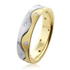 Yin Yang 14K Yellow Gold Diamond Eternity Band For Men 0.15ct Two Tone -Outlet Bijou Lush Store yin yang 14k gold diamond wedding band for men 015ct two tone 2